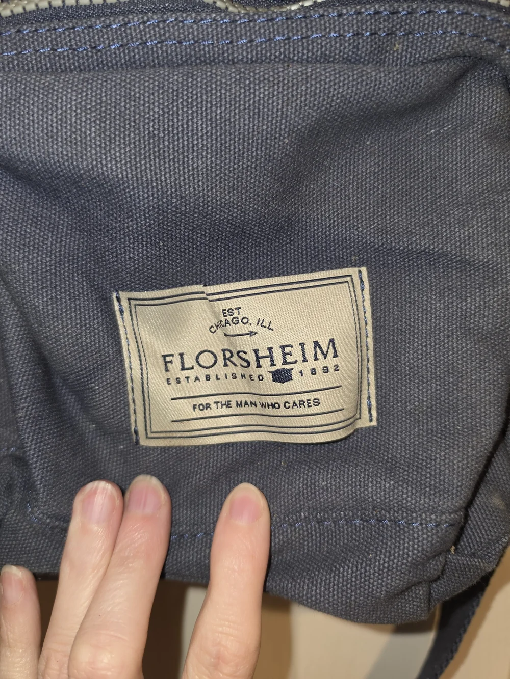 Florsheim Blue Canvas & Leather Messenger Crossbody Bag